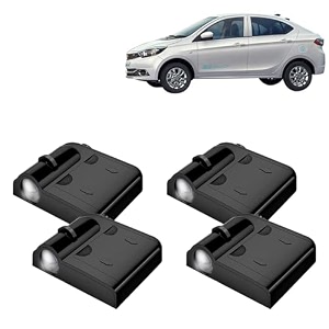 kingsway tata shadow light compatible with zest year 2014 to 2019 ir led projector ghost lamp ambient light car accessories 3d logo of car brand projected on the ground pack of 4 pcs