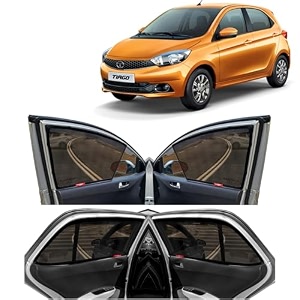 kingsway tiago car sun shade half cut magnetic curtains for 2020 onwards model compatible with tata tiago side window sunshade only half cut in front window with rear windshield black 5pcs
