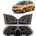 Kingsway® Tiago Car Sun Shade Half Cut Magnetic Curtains for 2020 Onwards Model, Compatible with Tata Tiago Side Window Sunshade, Only Half Cut in Front Window with Rear Windshield, Black, 5pcs