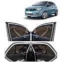 Kingsway® Tiago EV Car Sun Shade Half Cut Magnetic Curtains for 2023 Onwards Model, Compatible with Tata Tiago EV Side Window Sunshade, Only Half Cut in Front Window with Rear Windshield, Black, 5pcs