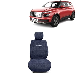 kingsway accessories car seat covers only compatible with hyundai venue year 2022 to 2025  100 cotton towel fabric  complete set car specific front  rear seat covers in grey color