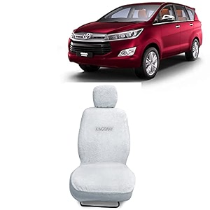 kingsway innova crysta seat cover for year 2015 to 2021 towel fabric car seat covers compatible with toyota innova crysta 7 seater car specific set front  rear seat covers white color