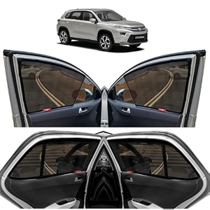 kingsway urban cruiser hyryder car sun shade half cut magnetic curtains for 2022 onwards compatible with toyota urban cruiser hyryder only half cut in front window with rear windshield black 5pcs