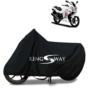 kingsway 100 waterproof tested bike body cover compatible with hero karizma zmr for all two wheeler bike scooter scooty with carry bag - rubber coated inside for uv and scratch protection - black