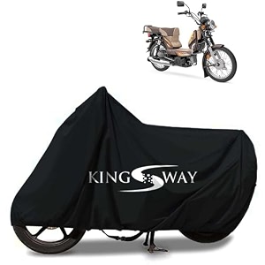 kingsway 100 waterproof bike body cover compatible with tvs xl100 heavy duty for all two wheeler bike scooter scooty with carry bag - rubber coated inside for uv and scratch protection - black