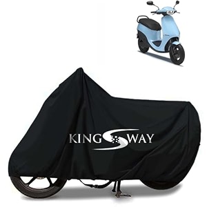 kingsway 100 waterproof tested bike body cover compatible with ola s1 air for all two wheeler bike scooter scooty with carry bag - rubber coated inside for uv and scratch protection - black