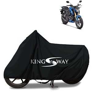 kingsway 100 waterproof tested bike body cover compatible with honda hornet 20 for all two wheeler bike scooter scooty with carry bag - rubber coated inside for uv and scratch protection - black