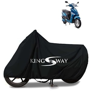 kingsway 100 waterproof bike body cover compatible with hero electric optima for all two wheeler bike scooter scooty with carry bag - rubber coated inside for uv and scratch protection - black