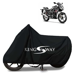 kingsway 100 waterproof tested bike body cover compatible with hero kar-iz-ma for all two wheeler bike scooter scooty with carry bag - rubber coated inside for uv and scratch protection - black