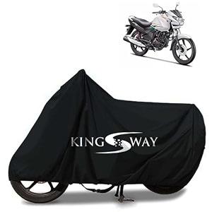 kingsway 100 waterproof tested bike body cover compatible with hero achiever for all two wheeler bike scooter scooty with carry bag - rubber coated inside for uv and scratch protection - black