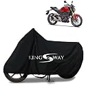 KINGSWAY® 100% Waterproof (Tested) Bike Body Cover Compatible with Honda CB300R, for All Two Wheeler Bike Scooter Scooty with Carry Bag - Rubber Coated Inside for UV and Scratch Protection - Black