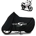 KINGSWAY® 100% Waterproof (Tested) Bike Body Cover Compatible with Hero Karizma ZMR, for All Two Wheeler Bike Scooter Scooty with Carry Bag - Rubber Coated Inside for UV and Scratch Protection - Black