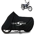 KINGSWAY® 100% Waterproof Bike Body Cover Compatible with Bajaj Platina 100, for All Two Wheeler Bike Scooter Scooty with Carry Bag - Rubber Coated Inside for UV and Scratch Protection - Black