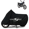 KINGSWAY® 100% Waterproof Bike Body Cover Compatible with Hero Splendor Plus Xtec, for All Two Wheeler Bike Scooter Scooty with Carry Bag - Rubber Coated Inside for UV and Scratch Protection - Black