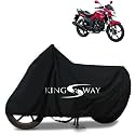 KINGSWAY® 100% Waterproof (Tested) Bike Body Cover Compatible with Hero Hunk, for All Two Wheeler Bike Scooter Scooty with Carry Bag - Rubber Coated Inside for UV and Scratch Protection - Black