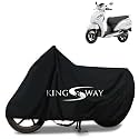 KINGSWAY® 100% Waterproof (Tested) Bike Body Cover Compatible with TVS Jupiter 125, for All Two Wheeler Bike Scooter Scooty with Carry Bag - Rubber Coated Inside for UV and Scratch Protection - Black