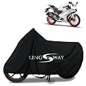 KINGSWAY® 100% Waterproof (Tested) Bike Body Cover Compatible with Yamaha R15 V4, for All Two Wheeler Bike Scooter Scooty with Carry Bag - Rubber Coated Inside for UV and Scratch Protection - Black