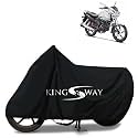 KINGSWAY® 100% Waterproof (Tested) Bike Body Cover Compatible with Hero Achiever, for All Two Wheeler Bike Scooter Scooty with Carry Bag - Rubber Coated Inside for UV and Scratch Protection - Black