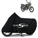 KINGSWAY® 100% Waterproof (Tested) Bike Body Cover Compatible with Yamaha Saluto, for All Two Wheeler Bike Scooter Scooty with Carry Bag - Rubber Coated Inside for UV and Scratch Protection - Black