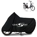 KINGSWAY® 100% Waterproof (Tested) Bike Body Cover Compatible with Avon E Plus, for All Two Wheeler Bike Scooter Scooty with Carry Bag - Rubber Coated Inside for UV and Scratch Protection - Black