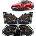 Kingsway® Verna Car Sun Shade Half Cut Magnetic Curtains for 2023 Onwards Model, Compatible with Hyundai Verna Side Window Sunshade, Only Half Cut in Front Window with Rear Windshield, Black, 5pcs