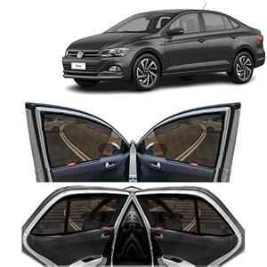 kingsway virtus car sun shade half cut magnetic curtains for 2022 onwards model compatible with volkswagen virtus side window half cut in front window with rear windshield black 5pcs