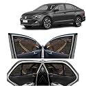 Kingsway® Virtus Car Sun Shade Half Cut Magnetic Curtains for 2022 Onwards Model, Compatible with Volkswagen Virtus Side Window, Half Cut in Front Window with Rear Windshield, Black, 5pcs