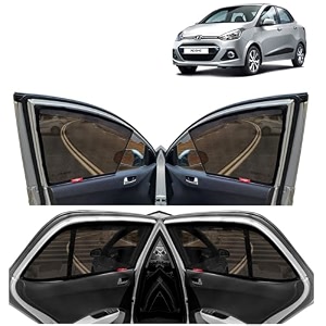 kingsway car magnetic sun shadescurtains for hyundai xcent 2013-2017 with rear windsheild half black color cotton set of 5