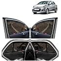 Kingsway car Magnetic Sun Shades/Curtains for Hyundai xcent (2013-2017) with Rear windsheild (Half, Black Color, Cotton, Set of 5)