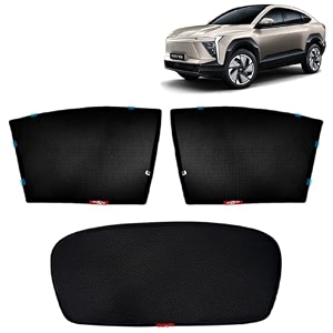 kingsway accessories car side window sun shade half cut magnetic with rear windshield curtain only compatible with mahindra xev 9e year 2025 onwards all model only half cut in front window pack of 3