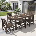 KINGYES 7-Piece Patio Dining Set,HDPE Table Armless Chairs Furniture Coffee