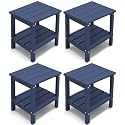 KINGYES Outdoor Side Table Set of 4, Double Layer Adirondack End Table- Navy