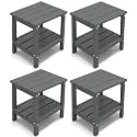 KINGYES Outdoor Side Table Set of 4, Double Layer Adirondack End Table- Gray