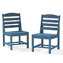 KINGYES Patio Armless Dinning Chairs Set of 2, HDPE Patio Chair, Blue