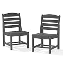 KINGYES Patio Armless Dinning Chairs Set of 2, HDPE Patio Chair, Gray