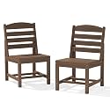 KINGYES Patio Armless Dinning Chairs Set of 2, HDPE Patio Chair, Brown