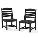 KINGYES Patio Armless Dinning Chairs Set of 2, HDPE Patio Chair, Black