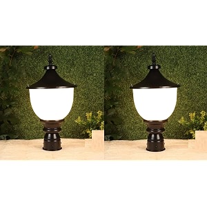 kinis black and milky samrat shape pole lampgate lightoutdoor lampoutdoor lightpillar light for outdoor home pack of 2 without bulb