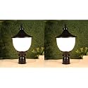 kinis Black and Milky Samrat Shape Pole Lamp/Gate Light/Outdoor Lamp/Outdoor Light/Pillar Light for Outdoor Home (Pack of 2, Without Bulb)