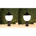 kinis Black and Milky Samrat Shape Pole Lamp/Gate Light/Outdoor Lamp/Outdoor Light/Pillar Light for Outdoor Home (Pack of 1, with Bulb)
