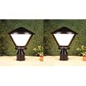kinis Black Treepad Modern Shape Pole Lamp/Gate Light/Outdoor Lamp/Outdoor Light/Pillar Light for Outdoor Home (Pack of 2, with Bulb)