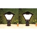 kinis Black Treepad Modern Shape Pole Lamp/Gate Light/Outdoor Lamp/Outdoor Light/Pillar Light for Outdoor Home, Pack of 2