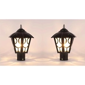 kinis modern shape pole lampgate lightoutdoor lampoutdoor lightpillar light for outdoor home umbrella design black and clear pack of 2 with bulb