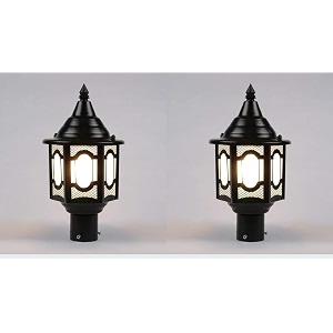 kinis modern shape pole lampgate lightoutdoor lampoutdoor lightpillar light for outdoor home unique top design black and clear pack of 2 with bulb