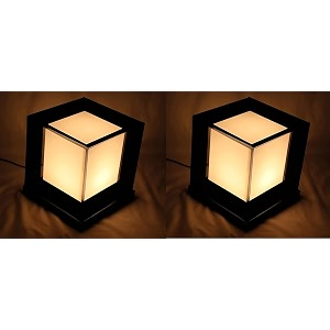 kinis modern shape pole lampgate lightoutdoor lampoutdoor lightpillar light for outdoor home cube shape black and milky pack of 2 with bulb