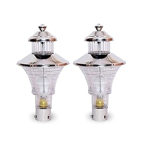 kinis modern shape pole lampgate lightoutdoor lampoutdoor lightpillar light for outdoor home novel silver and clear pack of 2 without bulb