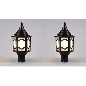 kinis modern shape pole lampgate lightoutdoor lampoutdoor lightpillar light for outdoor home unique top design black and clear pack of 2 without bulb