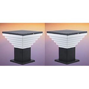 kinis modern shape pole lampgate light for outdoor home step shape black pack of 2 without bulb