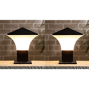 kinis modern shape pole lampgate lightoutdoor lampoutdoor lightpillar light for outdoor home slanted design black and milky pack of 2 with bulb