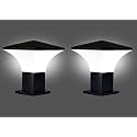 kinis Modern Shape Pole Lamp/Gate Light/Outdoor Lamp/Outdoor Light/Pillar Light for Outdoor Home, Hut Top Design, Black and Milky (Pack of 2, Without Bulb)